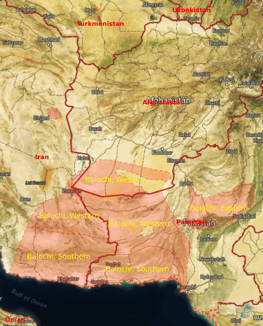 Baluchi language speaking area