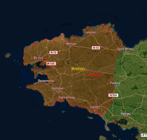 Breton language speaking area