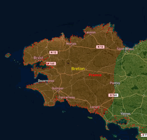 Breton language speaking area