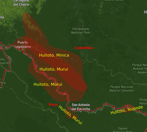 Huitoto languages speaking area